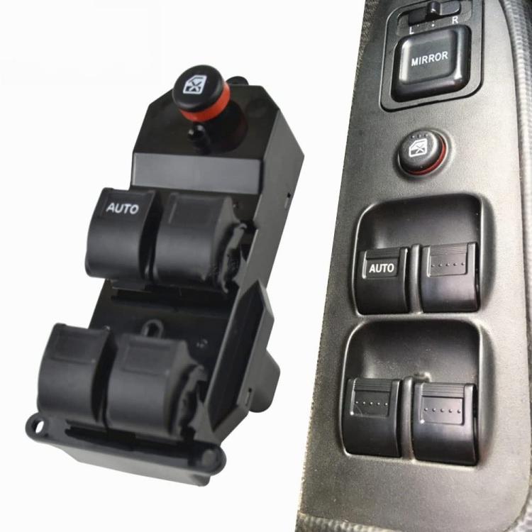 Power window switch panel with AUTO buttons, window switch icons, and orange knob
