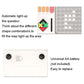 Electronic tangram puzzle game with top light-up indicator and underside battery slot