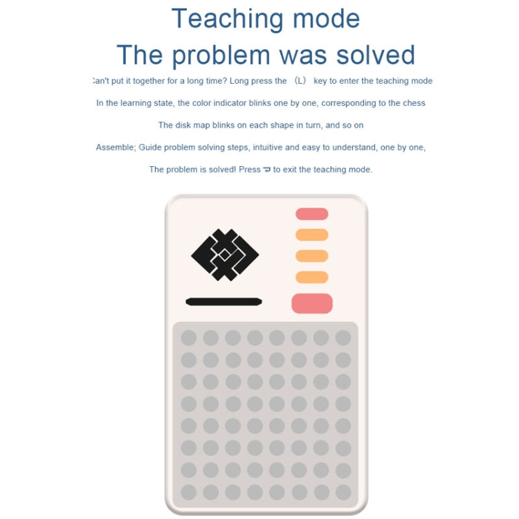 Electronic tangram puzzle game teaching mode panel with indicator lights