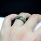 Camo green 8mm curved silicone step ring on finger