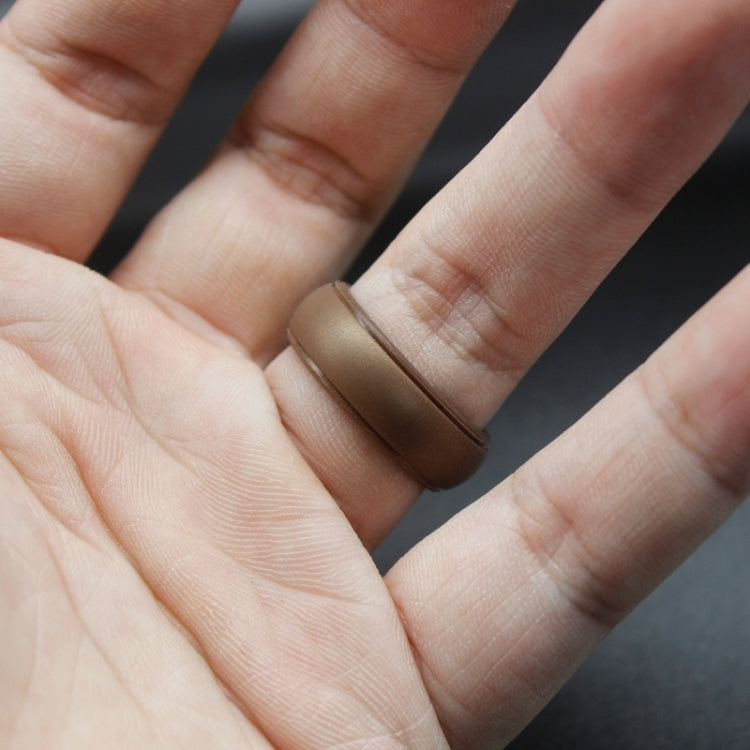 Bronze silicone curved step ring, 8mm wide, worn on finger