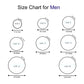 Men's ring size chart with size numbers and millimeter measurements