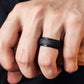 8mm wide curved step silicone ring on hand, black