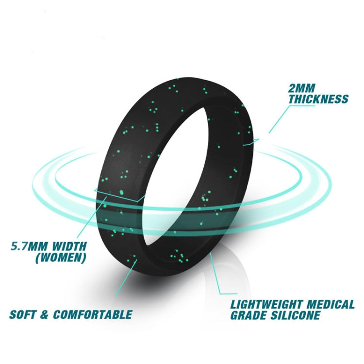 Black glitter silicone ring with 5.7mm width and 2mm thickness silhouette