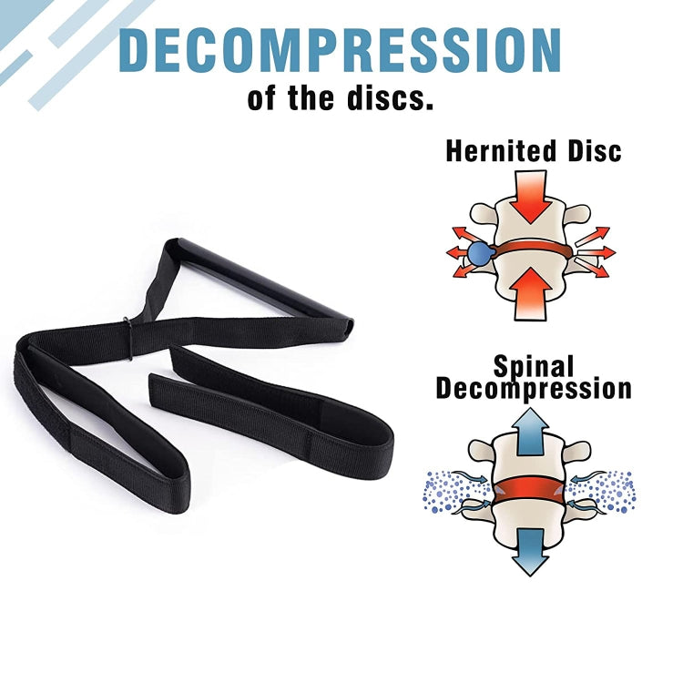 Black Y-strap and chin strap spine traction tool with padded contact bands