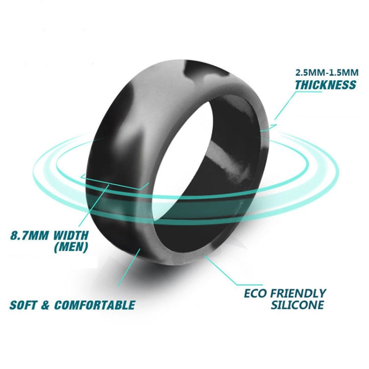 Black curved silicone sports ring with bright oval interior, wide profile