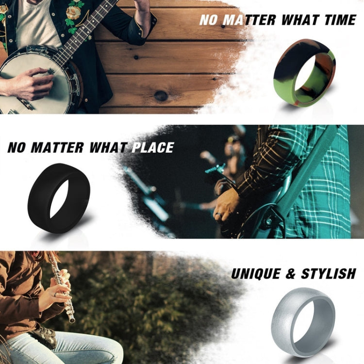 Curved silicone rings, black and light gray, open oval interior