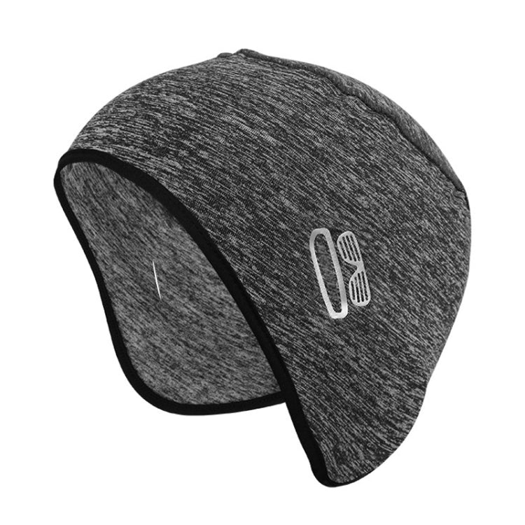 Dark grey heather knit winter ear-hat skull cap with cactus logo on front
