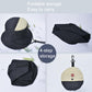 Foldable sun hat packed into round storage pouch with key ring