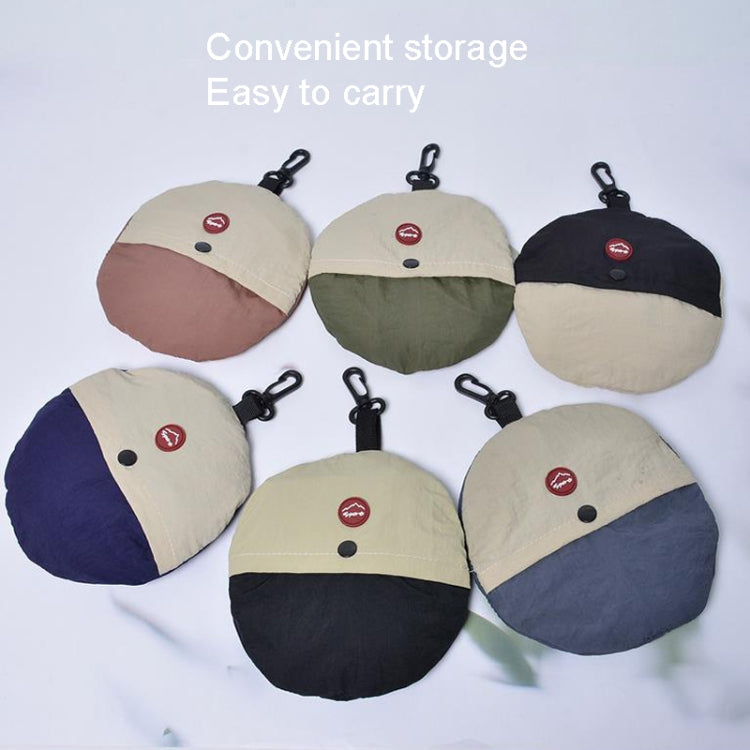 Set of folded color-matching bucket sun hats with small clips and carry cords