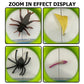 Zoom-in lens display panel showing magnified insects and plant samples