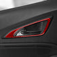 Red carbon-fiber interior door handle trim sticker on car door panel
