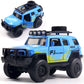 Blue off-road alloy toy car with black grille and oversized tread tires