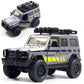 Gray off-road alloy toy car with open doors and black roof rack details