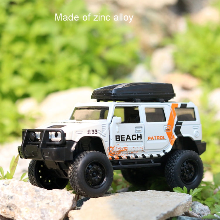 White off-road alloy toy car with black grille and large textured tires