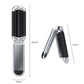 Folded hair comb with mirror compartment; black bristle section, silver chrome finish