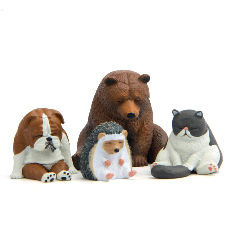 Warm zoo fridge magnets set with bear, cat, dog, and hedgehog figures