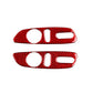 2-piece red carbon-fiber seat adjustment button sticker set with circular and bar cutouts