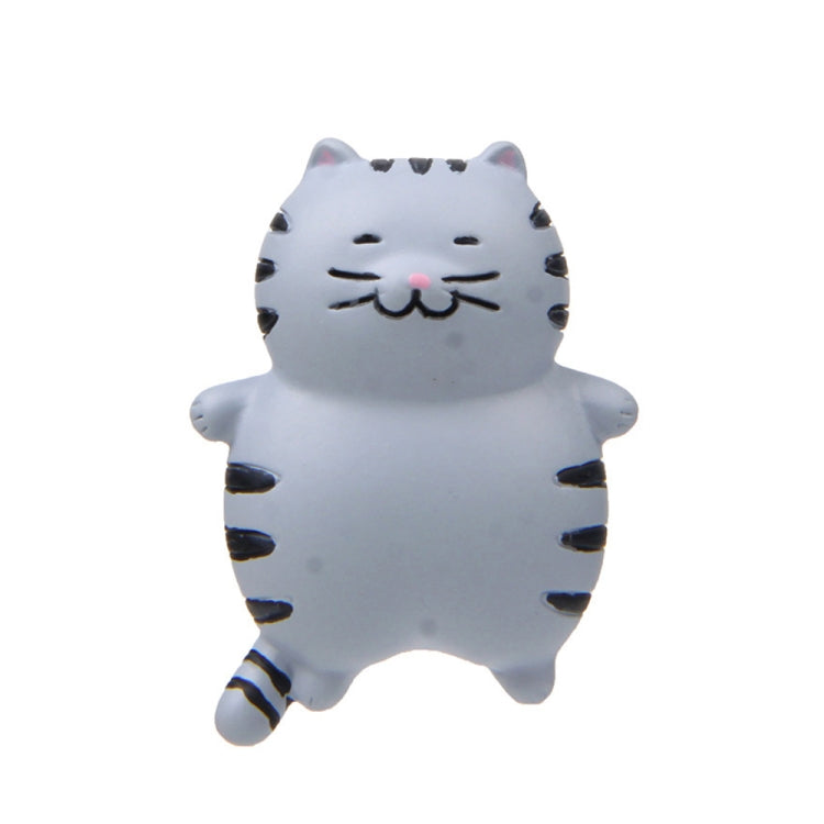 Gray 3D cat magnet sticker with black stripes and pink nose