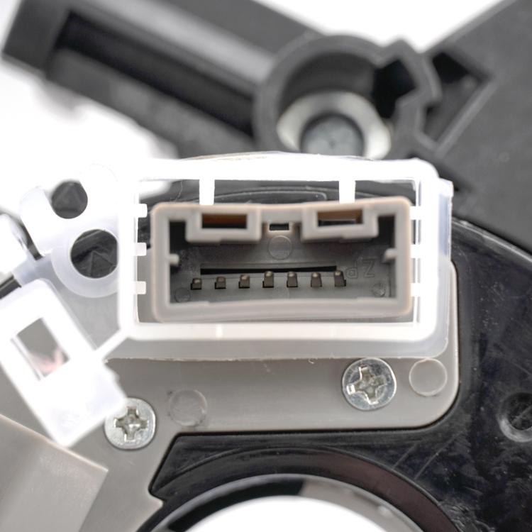 Clock spring connector plug with exposed pin contacts on black housing