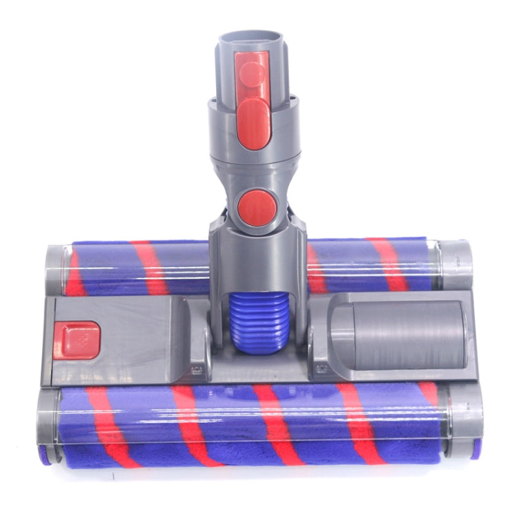 Floor brush head with two blue roller brushes, red indicator buttons, and gray housing