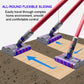Flexible sliding floor brush head with dual blue rollers for smooth floor cleaning