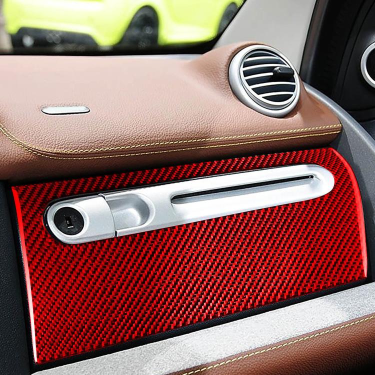 Car glove box sticker insert with red carbon-fiber pattern