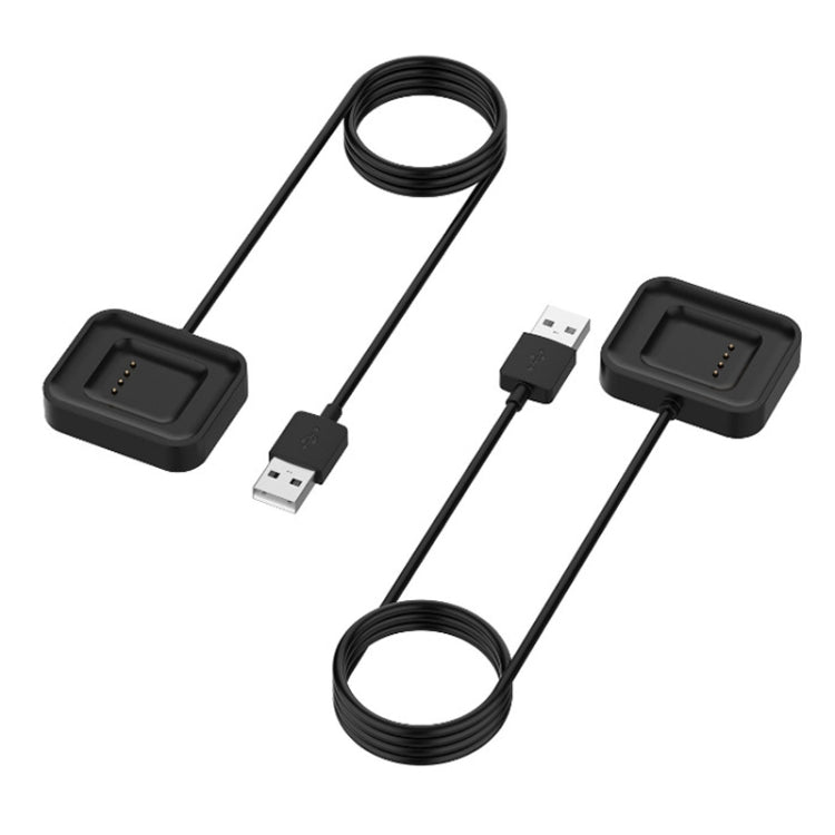 Black watch charging base with coiled cables and USB-to-charger connectors set