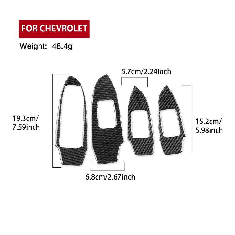 Set of 4 carbon-fiber-style lift button sticker inserts with cutout windows