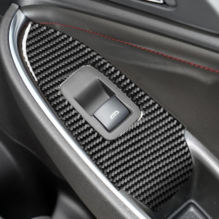 Carbon-fiber-style lift button control sticker with cutout window, black