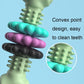 Bone-shaped dog teething chew toy close-up showing ridged center and stack rings