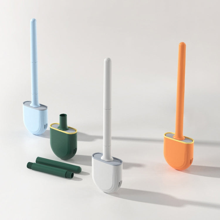 Toilet cleaning brush set with four colored soft rubber bases and long handles
