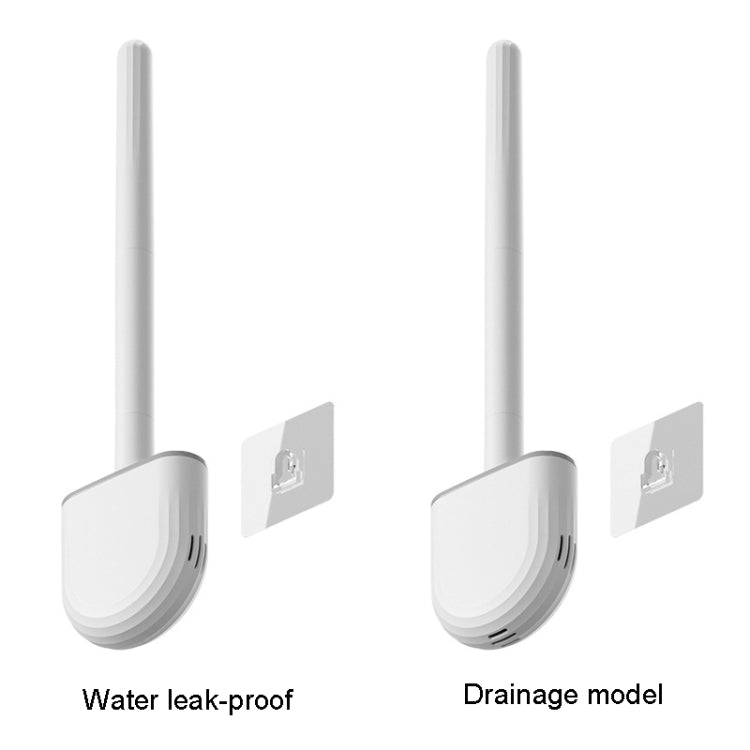 Two-pack toilet brush with white handles and gray U-shaped rubber heads, wall mount bases
