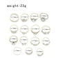 15-piece set of silver-tone rhinestone rings with size markings and gem settings
