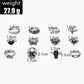 Rings set size and weight graphic showing ring diameter measurements and total weight 27.9 g