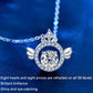 Sterling silver crown necklace pendant with round faceted moissanite and side wings
