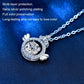 Round halo moissanite pendant necklace in sterling silver with crown and double links