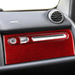 Red carbon fiber glove box sticker set with silver control panel and lock cutout