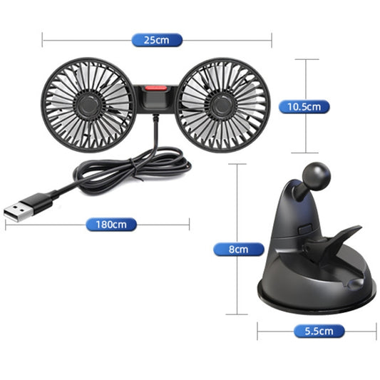 F4206 Suction Cup Double Head Car USB Fan, F4206
