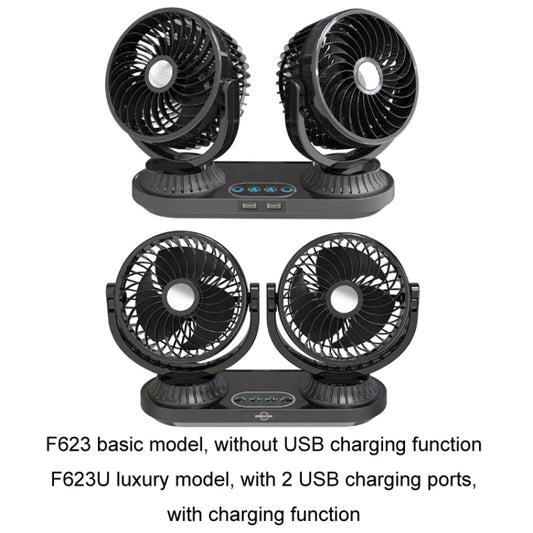12V/24V Vehicle Electric Oscillating Head Rotatable Double Head Fan, F623U, F623