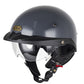 SOMAN motorcycle half helmet, dark gray shell with clear inner visor and chin strap