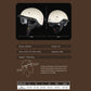 Half-face motorcycle helmet size chart with visor and chin strap