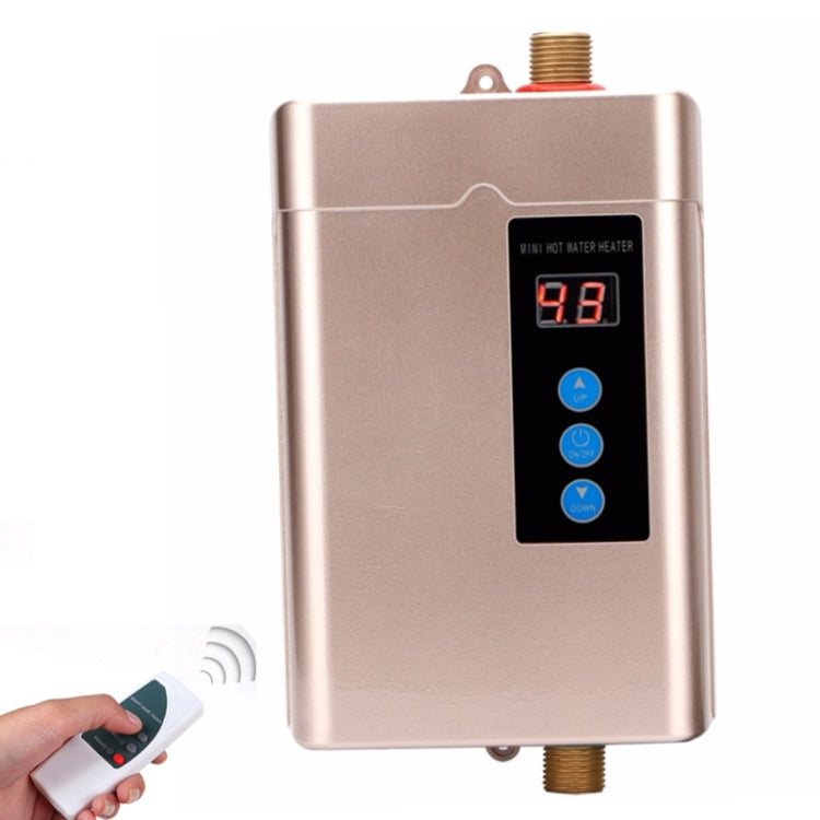 Champagne mini instant electric water heater with LED temperature display and remote control