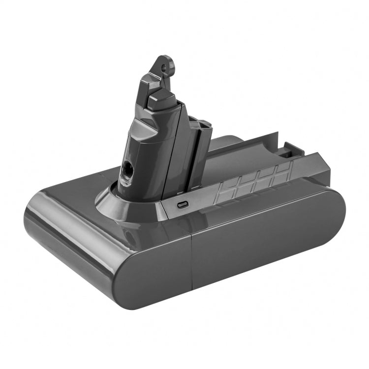 Vacuum battery pack for Dyson V6 with top charging terminals and dark gray housing