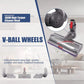 High-torque suction head with V-ball wheels, gray housing and purple-edged nozzle