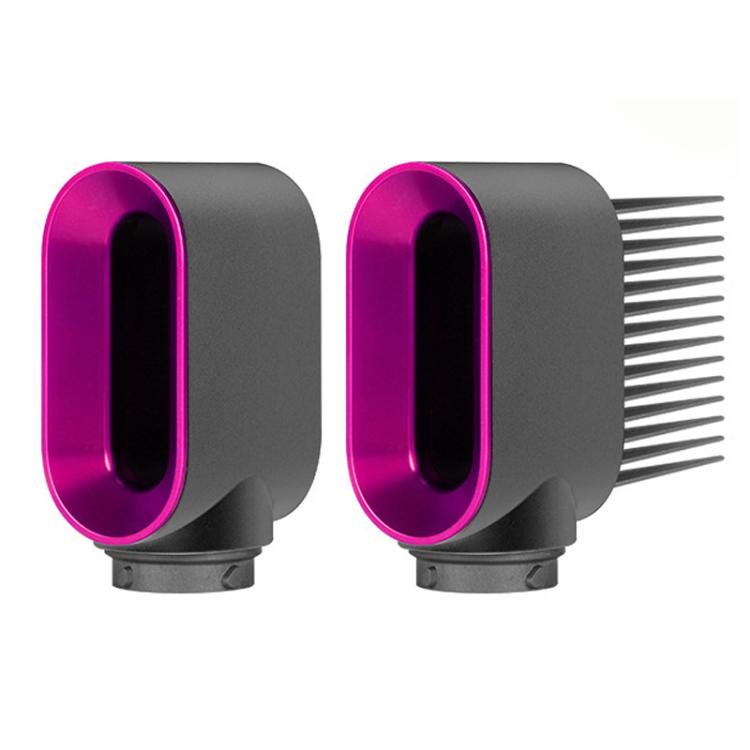 Pre-styling air nozzle attachments with magenta oval openings on gray housings