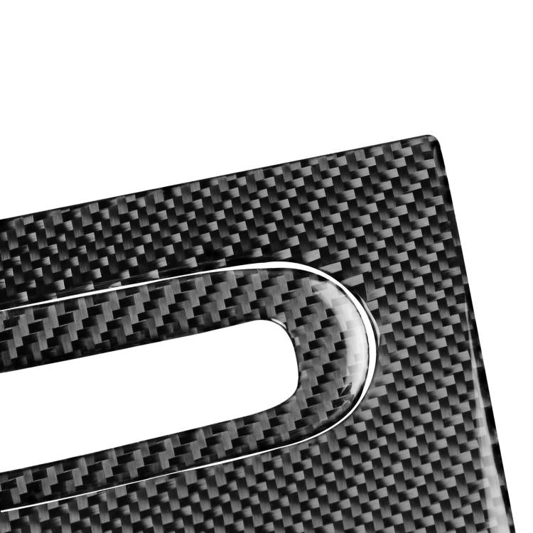 Glove box trim sticker, black carbon fiber texture with large oval cutout