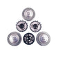 Set of five shaver blade foil heads with CLOSECUT logos and circular blades