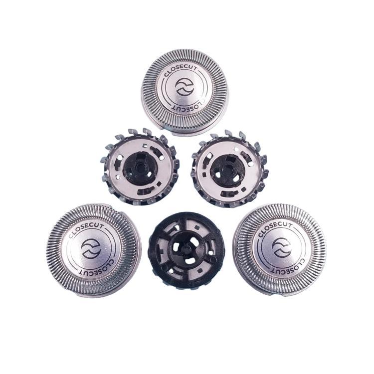 Set of five shaver blade foil heads with CLOSECUT logos and circular blades