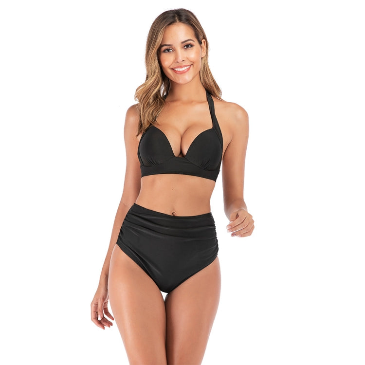 Lace-Up Halter Backless High-Waisted Swimsuit Split Printed Bikini Swimsuit, S, M, L, XL, XXL, XXXL